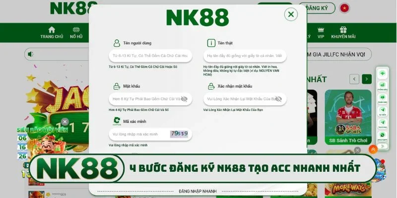 4 bước đăng ký NK88 tạo acc nhanh nhất